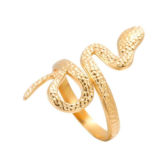 Wholesale Adjustable Opening Stainless Steel Ring With Snakeshaped Design And Electroplating For Men And Women