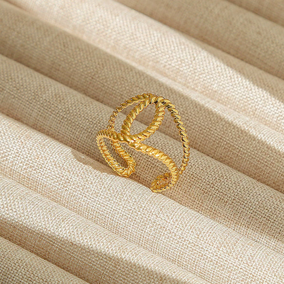 Wholesale Adjustable Opening Titanium Steel Ring Retro Hiphop Style With Geometric Design And Electroplating Treatment For Men And Women Couple