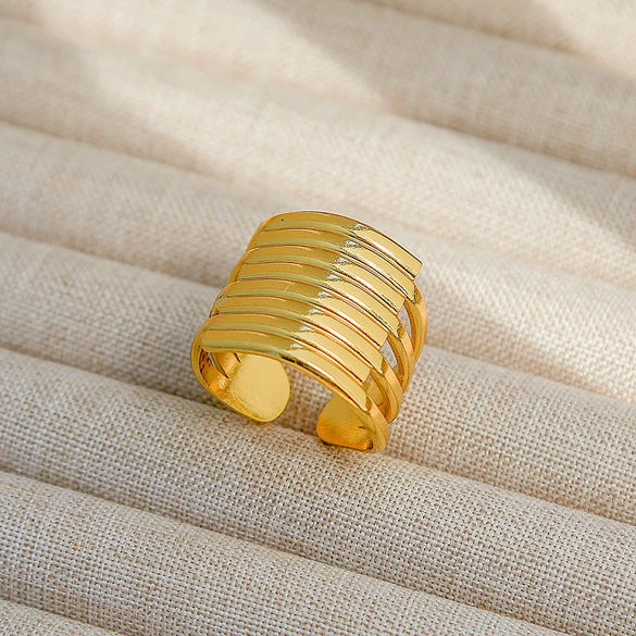 Wholesale Adjustable Opening Titanium Steel Ring Retro Hiphop Style With Geometric Design And Electroplating Treatment For Men And Women Couple