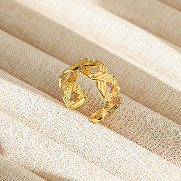 Wholesale Adjustable Opening Titanium Steel Ring Retro Hiphop Style With Geometric Design And Electroplating Treatment For Men And Women Couple