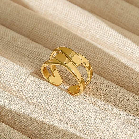Wholesale Adjustable Opening Titanium Steel Ring Retro Hiphop Style With Geometric Design And Electroplating Treatment For Men And Women Couple