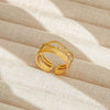 Wholesale Adjustable Opening Titanium Steel Ring Retro Hiphop Style With Geometric Design And Electroplating Treatment For Men And Women Couple