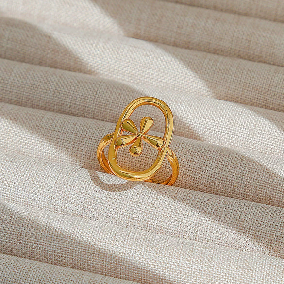 Wholesale Adjustable Opening Titanium Steel Ring Retro Hiphop Style With Geometric Design And Electroplating Treatment For Men And Women Couple
