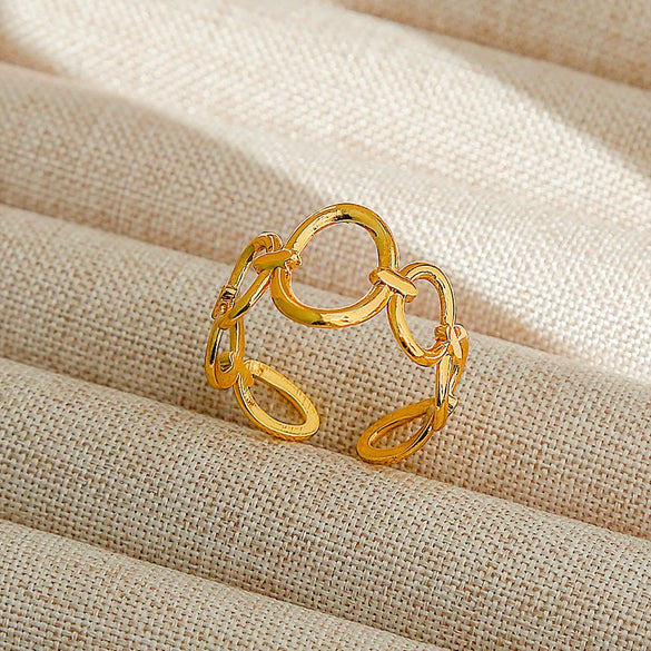 Wholesale Adjustable Opening Titanium Steel Ring Retro Hiphop Style With Geometric Design And Electroplating Treatment For Men And Women Couple