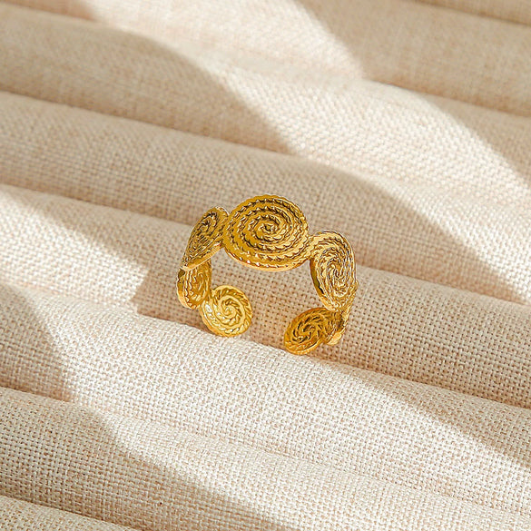Wholesale Adjustable Opening Titanium Steel Ring Retro Hiphop Style With Geometric Design And Electroplating Treatment For Men And Women Couple