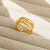 Wholesale Adjustable Opening Titanium Steel Ring Retro Hiphop Style With Geometric Design And Electroplating Treatment For Men And Women Couple