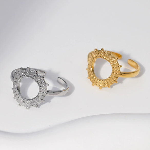 Wholesale Adjustable Simple Retro Geometric Stainless Steel Ring For Men And Women With Electroplating Treatment