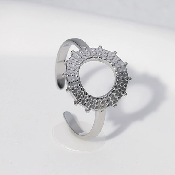 Wholesale Adjustable Simple Retro Geometric Stainless Steel Ring For Men And Women With Electroplating Treatment