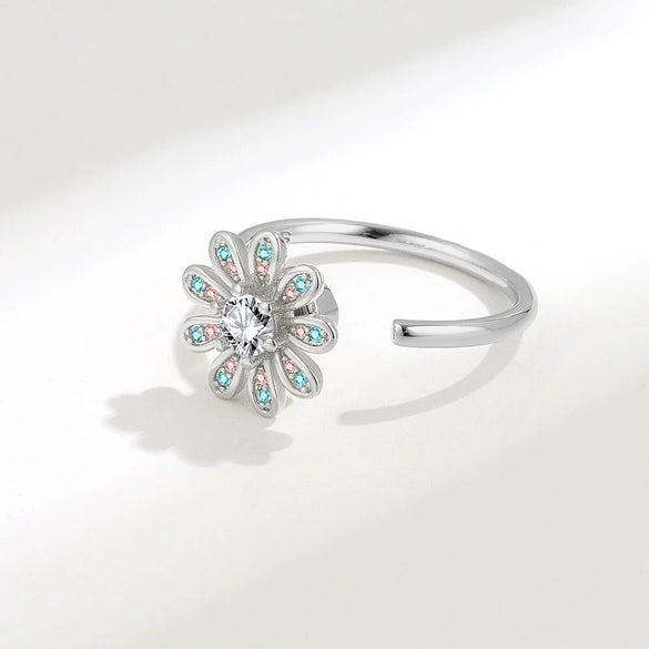 Wholesale Adjustable Sunflower Rotating Ring Copper Geometric Women's