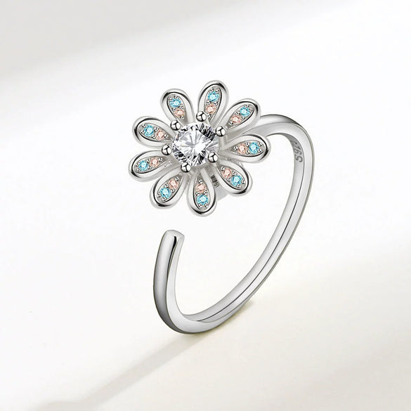 Wholesale Adjustable Sunflower Rotating Ring Copper Geometric Women's