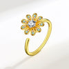 Wholesale Adjustable Sunflower Rotating Ring Copper Geometric Women's