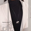 Wholesale Adjustable Sweater Chain Necklace With Geometric And Heart Shape Alloy Pendant And Black Braided Rope