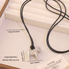 Wholesale Adjustable Sweater Chain Necklace With Geometric And Heart Shape Alloy Pendant And Black Braided Rope