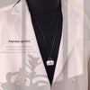 Wholesale Adjustable Sweater Chain Necklace With Geometric And Heart Shape Alloy Pendant And Black Braided Rope
