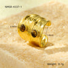 Wholesale Adjustable Wide Double Tiger Eye Inlaid Stainless Steel Ring Light Luxury Style Electroplated