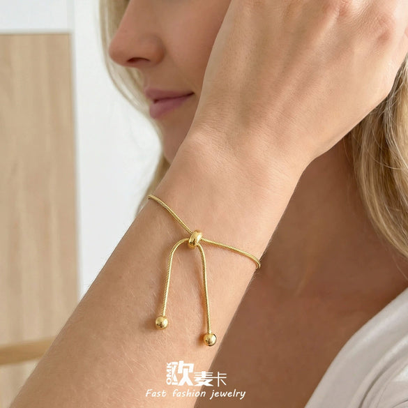 Wholesale Adjustable Women's Geometric Stainless Steel Electroplated Bracelet Simple And Luxurious Fashion Jewelry