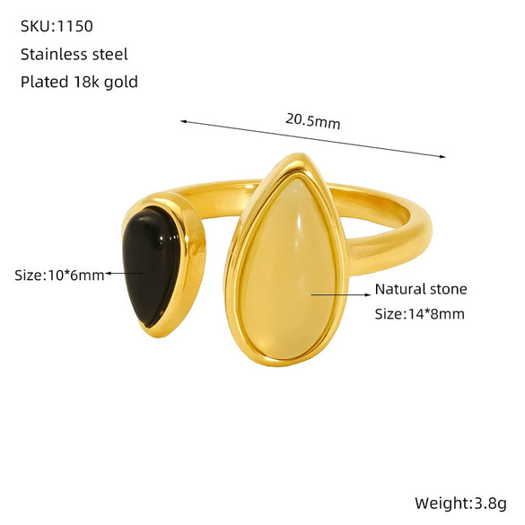 Wholesale Agate Ring Geometric Style Real Gold Electroplated For Women