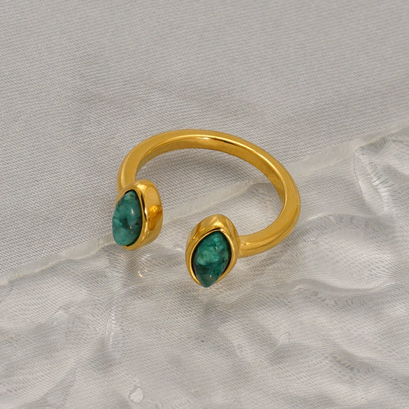 Wholesale Agate Ring Geometric Style Real Gold Electroplated For Women