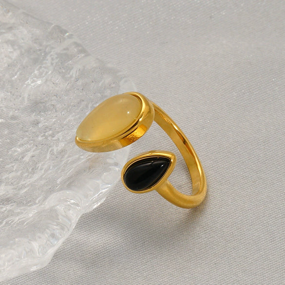 Wholesale Agate Ring Geometric Style Real Gold Electroplated For Women