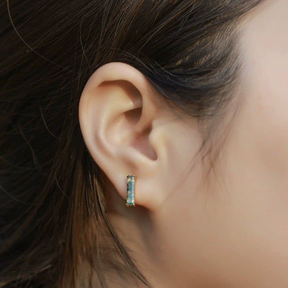 Wholesale Agate 925 Silver Geometric Style Earrings