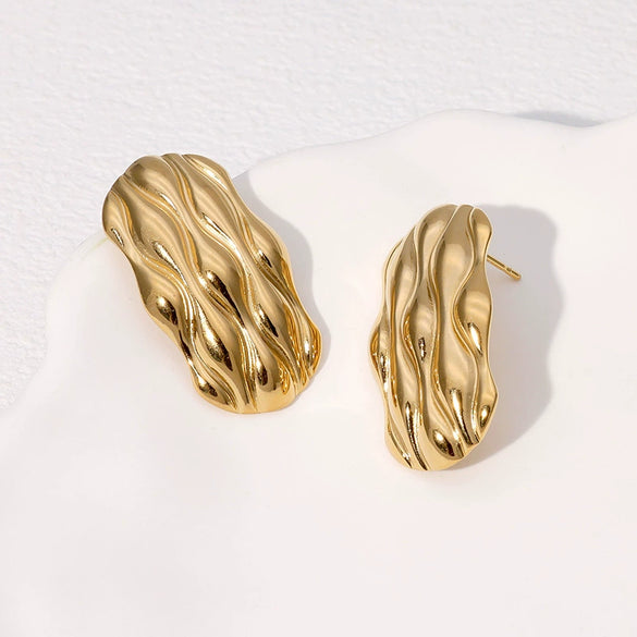 Wholesale All Match Retro Temperament Cold Style Women's Stainless Steel Geometric Earrings With Electroplating