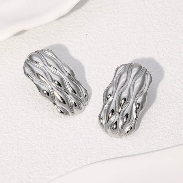 Wholesale All Match Retro Temperament Cold Style Women's Stainless Steel Geometric Earrings With Electroplating