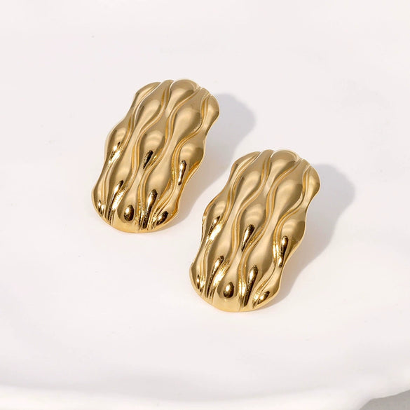 Wholesale All Match Retro Temperament Cold Style Women's Stainless Steel Geometric Earrings With Electroplating