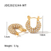 Wholesale All Match Women's Earrings Made Of 18K Gold Plated Stainless Steel With Inlaid Greenwhite Square Zircon And Geometric Design