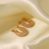Wholesale All Match Women's Earrings Made Of 18K Gold Plated Stainless Steel With Inlaid Greenwhite Square Zircon And Geometric Design