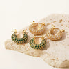Wholesale All Match Women's Earrings Made Of 18K Gold Plated Stainless Steel With Inlaid Greenwhite Square Zircon And Geometric Design