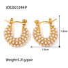 Wholesale All Match Women's Earrings Made Of 18K Gold Plated Stainless Steel With Inlaid Greenwhite Square Zircon And Geometric Design
