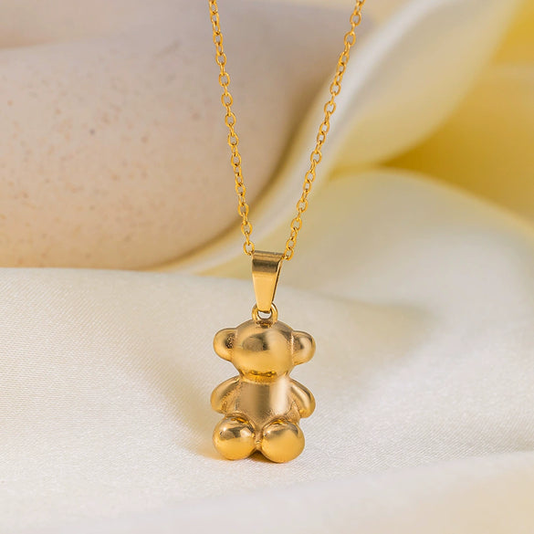 Wholesale Allmatch Electroplated Titanium Steel Bear Geometric Zodiac Pendant Necklace For Women