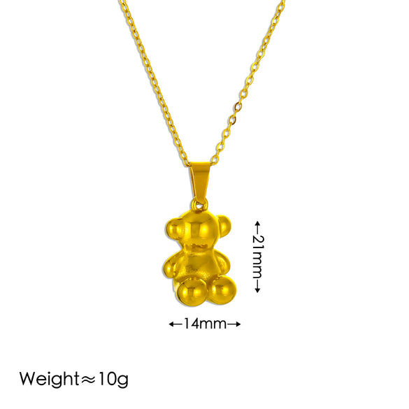 Wholesale Allmatch Electroplated Titanium Steel Bear Geometric Zodiac Pendant Necklace For Women