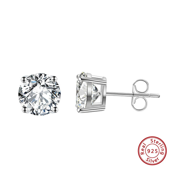 Wholesale Allmatch Geometric 925 Sterling Silver Electroplated Round Diamond Earrings