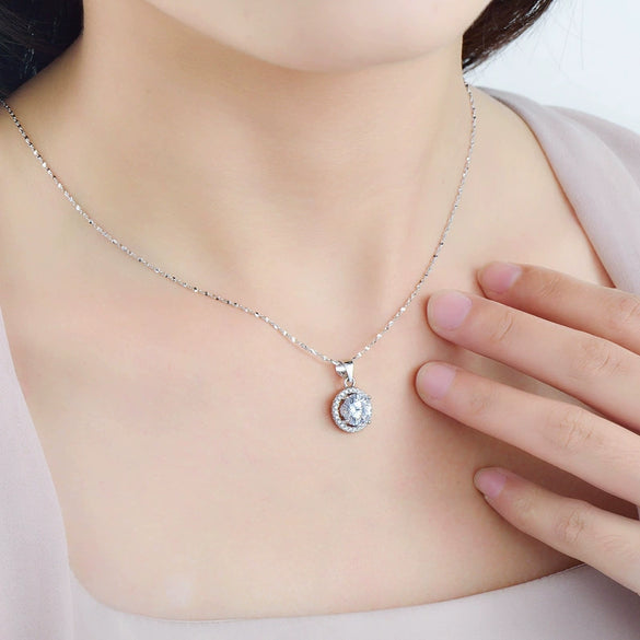 Wholesale Allmatch Sterling Silver 925 Pendant Necklace With Geometric Pattern And Microinlay Round Cross Design For Women