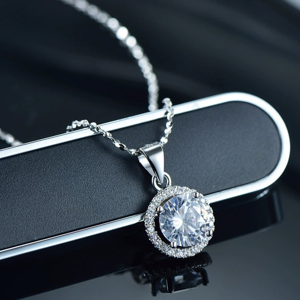 Wholesale Allmatch Sterling Silver 925 Pendant Necklace With Geometric Pattern And Microinlay Round Cross Design For Women