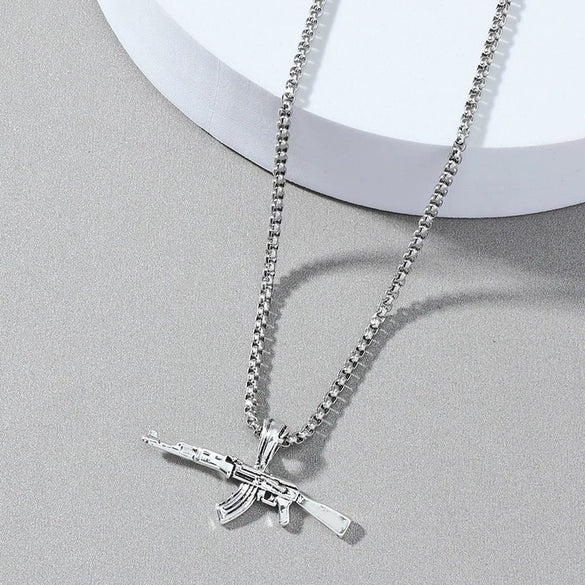 Wholesale Alloy Ak47 Gun Pendant Necklace Electroplated Unisex Fashion Jewelry