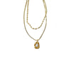 Wholesale Alloy And Copper Double Layer French Pleated Pearl Peas Clavicle Chain With Geometric Pattern And Electroplating Treatment Light Luxury Style For Women