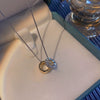 Wholesale Alloy And Copper Irregular Double Ring Collarbone Chain Necklace With Geometric Style For Women