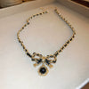 Wholesale Alloy And Leather Clavicle Chain With Rhinestone Pendant Retro Elegant Style Geometric Pattern Diamond Design
