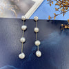 Wholesale Alloy And S925 Silver Natural Pearl Long Earrings With Geometric Pattern And Gold Electroplated For Women