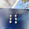 Wholesale Alloy And S925 Silver Natural Pearl Long Earrings With Geometric Pattern And Gold Electroplated For Women