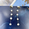 Wholesale Alloy And S925 Silver Natural Pearl Long Earrings With Geometric Pattern And Gold Electroplated For Women