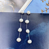 Wholesale Alloy And S925 Silver Natural Pearl Long Earrings With Geometric Pattern And Gold Electroplated For Women