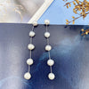 Wholesale Alloy And S925 Silver Natural Pearl Long Earrings With Geometric Pattern And Gold Electroplated For Women