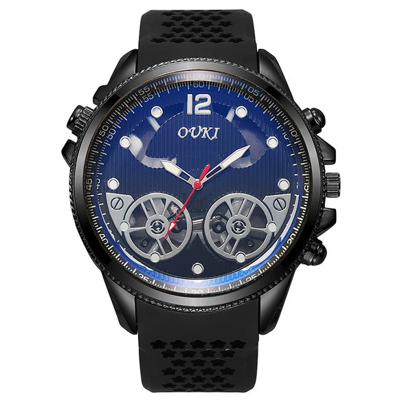 Wholesale Alloy And Silicone Men's Business Style Round Dial Quartz Watch With Sapphire Crystal Glass Mirror And Stainless Steel Doublesided Press Buckle