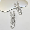 Wholesale Alloy And 925 Silver Heart Shaped Stud Earrings With Hammered And Tassel Chain Retro Style For Women