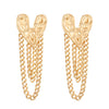 Wholesale Alloy And 925 Silver Heart Shaped Stud Earrings With Hammered And Tassel Chain Retro Style For Women