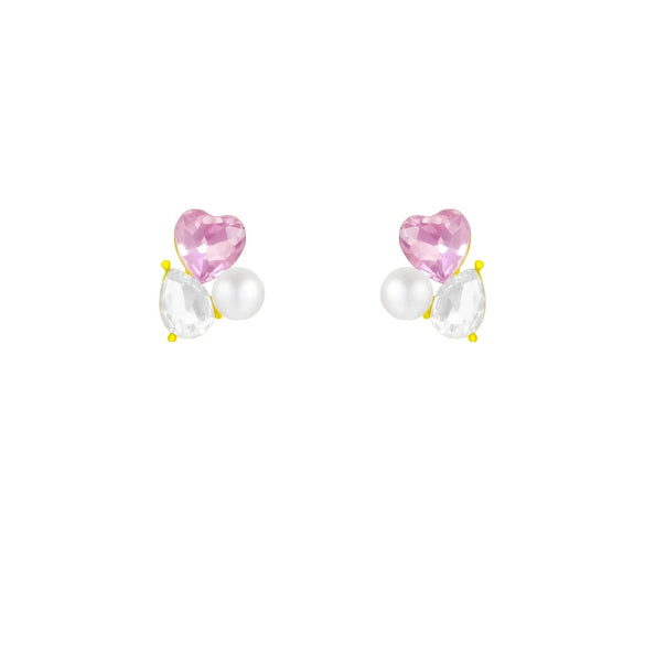 Wholesale Alloy And 925 Silver Women's Earrings Set With Pearls Sweet Style Heart Animals Zodiac Pattern