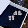 Wholesale Alloy And 925 Silver Women's Earrings Set With Pearls Sweet Style Heart Animals Zodiac Pattern